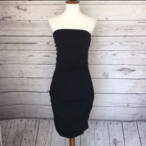 EXPRESS Strapless Black Beaded Ruched Dress Pima Cotton XS